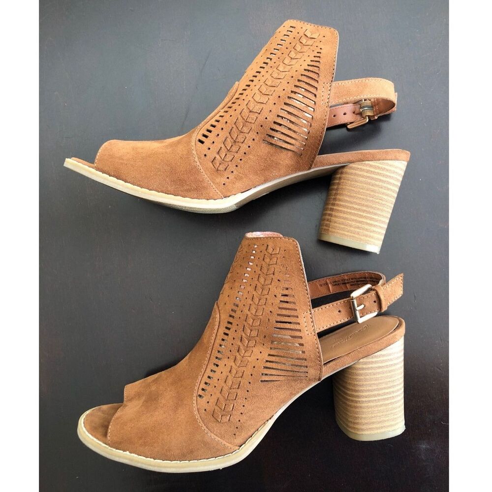 Women’s Universal Thread Open-Toe Slingback Faux Suede Heels - Size 10M